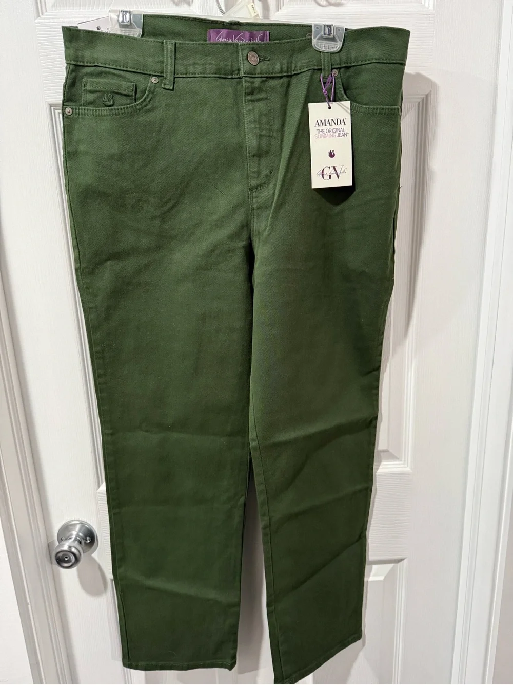 Gloria Vanderbilt Amanda Stretch Jeans in Olive Green size 16P - Picture 1 of 7